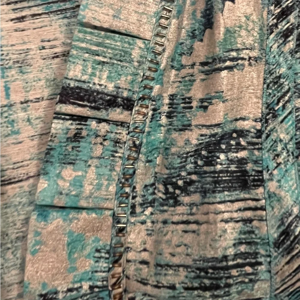 Chicos linen Watercolor Aqua Blue Freeda Pattern Maui size 1 (medium) - Picture 2 of 4